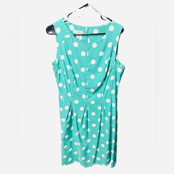 Dressbarn Teal and White Polka Dot Dress - Picture 3 of 3